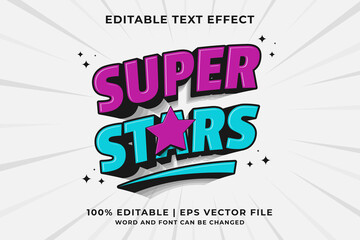 Poster - Editable text effect Super Stars 3d Cartoon template style premium vector