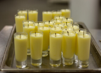 Canvas Print - Close up shot of the fresh fruit smoothies with small shots