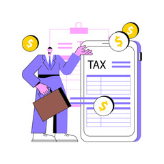 Poster - mobile app tax filing software abstract concept vector illustration. tax applications for smartphone