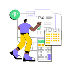 Poster - Tax filing online service abstract concept vector illustration. Tax software program, e-file your documents, IRS form, personal income, gather paperwork, get advice online abstract metaphor.