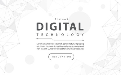 Digital technology banner black and white background concept with technology line light effects, abstract tech, digital web technology future, computer network, illustration vector for graphic design