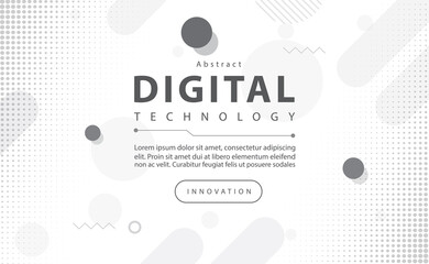 Digital technology banner black and white background concept with technology line light effects, abstract tech, digital web technology future, computer network, illustration vector for graphic design