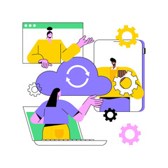 Poster - unified communication abstract concept vector illustration. enterprise communications platform, cons
