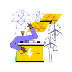 Poster - energy storage abstract concept vector illustration. energy collection methods, electrical power gri