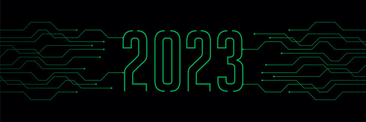 Aufkleber - circuit board electronics digital technology banner 2023 blue