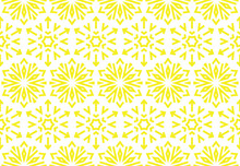 Abstract Geometric Pattern With Lines, Snowflakes. A Seamless Vector Background. White And Yellow Texture. Graphic Modern Pattern