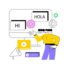Poster - Language translation abstract concept vector illustration. Online language translator, multilingual translation app, business service, technical documents, speech to text abstract metaphor.