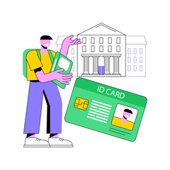 Poster - Smartcards for schools abstract concept vector illustration. Student profile, school attendance system, pupil identification, microchip technology, smart access card, tracking abstract metaphor.