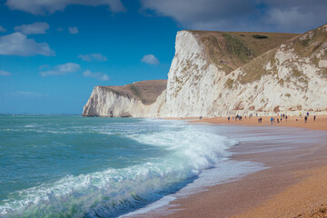 Wall Mural - Sunny beach in Dorset, Jurassic Coast, UK