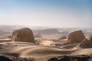 Sticker - Aerial view of canyons and rocky formations on a sunny day