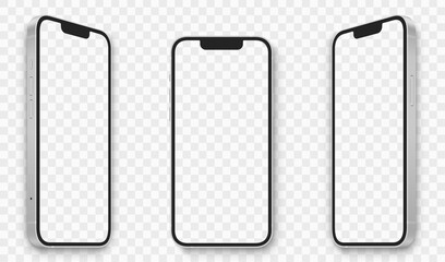 Wall Mural - realistic models smartphone with transparent screens. smartphone mockup collection. device front vie