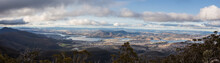 Panoramic Landscape Of Derwent River In Hobart, Tasmania