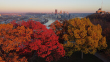 Beautiful View Of A Cityscape Surrounded By Colorful Autumn Trees In Pittsburgh, Pennsylvania