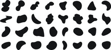 Seamless Small And Big Dot, Pattern For Textile Design. Seamless Background Of Cow Spots. Horizontal Backdrop, Black Chaotic Spots Isolated On White.