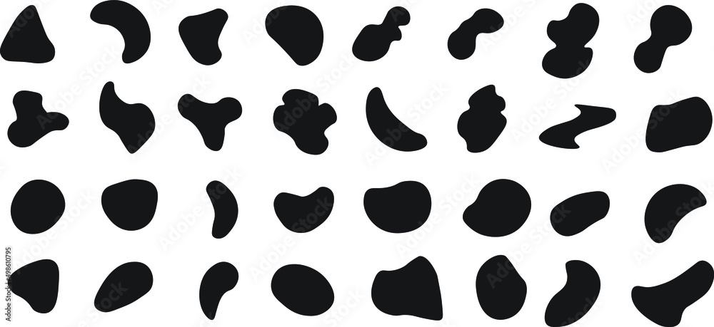 Random shapes set. Organic abstract black blobs of irregular shape ...