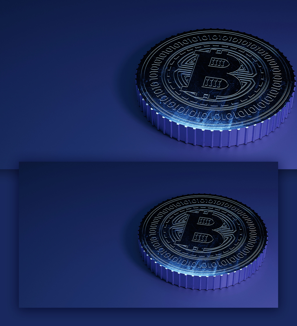 Render of a Virtual Realistic Bitcoin Stock 템플릿 | Adobe Stock