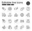 © blankstock - Set of People outline icons. Contains icons as Headhunting, Share and Protection shield elements. Check eye, Clapping hands, User info web signs. Sallary, Security. Outline headhunting icon. Vector