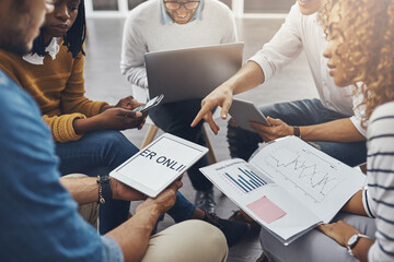 Aufkleber - Social media is the key to success. High angle shot of unrecognizable colleagues having a meeting in the office.
