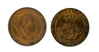 Spanish coins - 1 cent of a shield, Elizabeth II. Minted in copper from the year 1866