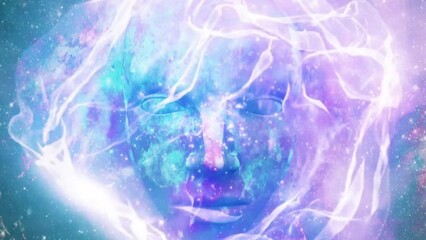Wall Mural - mystic woman's face in the cloudy sky