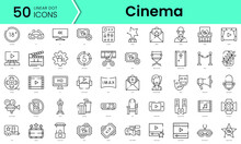 Set Of Cinema Icons. Line Art Style Icons Bundle. Vector Illustration