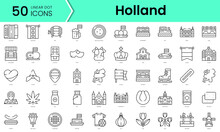 Set Of Holland Icons. Line Art Style Icons Bundle. Vector Illustration