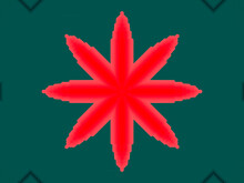 Red And Green Spiny Starfish Against A Green Background   Digital Art