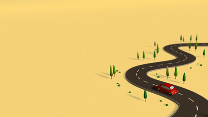 Wall Mural - Red car running on a curve.