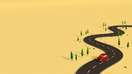 Wall Mural - Red car running on a curve.