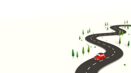 Wall Mural - Red car running on a curve.