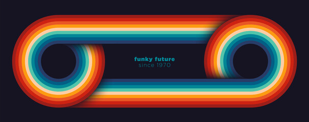 Poster - Retro pattern design in abstract funky style with colorful circles and lines. Vector illustration.