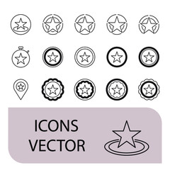 Stars in circle icons set . Stars in circle pack symbol vector elements for infographic web