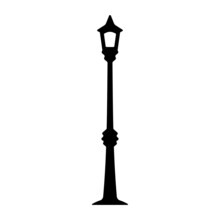 Lamppost Icon. Black Silhouette. Vertical Front Side View. Vector Simple Flat Graphic Illustration. Isolated Object On A White Background. Isolate.