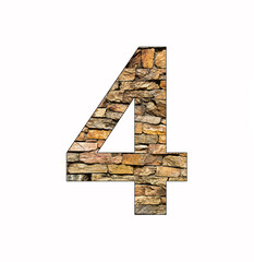 Number 4 on rustic stone background - one digit