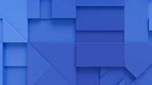 Blue 3D Blocks Arranged To Create A Tech Abstract Background. 3D Render .  