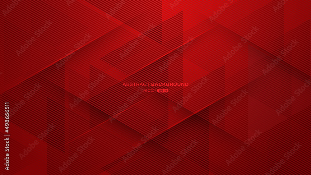 Geometric red abstract background. Triangle shapes with lines stripe ...