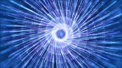 Wall Mural - Blue particles light rotation, spiral particle stripes, ripple particle video, stage performance background.