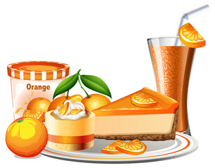Wall Mural - Orange bakery and beverage set