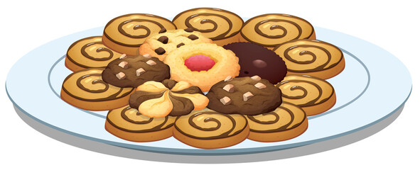 Wall Mural - Different cookies on a plate