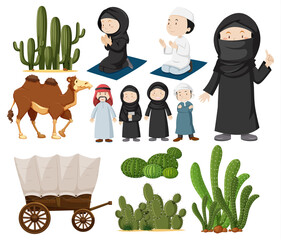 Poster - Arabic people with cactus plants