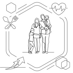 Poster - concept visualization line icon drawing of healthcare and wellness infographics