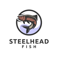 Wall Mural - steelhead fish logo with emblem concept