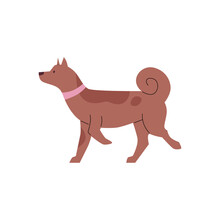 Cute Brown Dog Or Puppy Profile Image, Flat Vector Illustration Isolated.