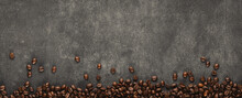 Coffee Frame On Grunge Gray Line Abstract Background