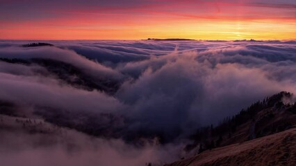 Wall Mural - time lapse of mountain panorama at sunset - tatras in slovakia