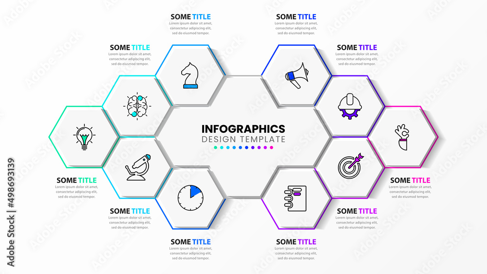 Infographic template with icons and 10 options or steps. Hexagon Stock ...