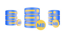 3d Render Database Server Icon With Gigabyte Icon Isolated