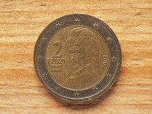 2 Euro Coin Showing Bertha Von Suttner, Currency Of Austria, EU