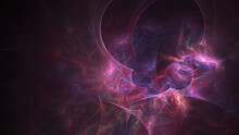 Abstract Red And Violet Chaotic Shapes. Fantastic Space Background. Digital Fractal Art. 3d Rendering.