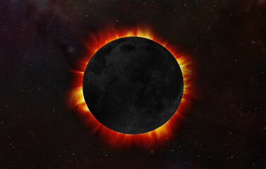 Fotobehang - Solar Eclipse with solar magnetic storm